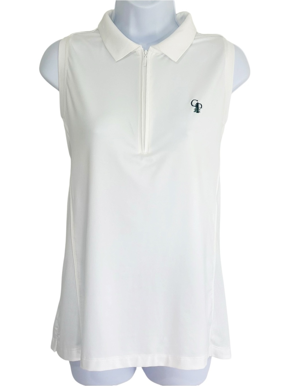 PETER MILLAR Element Wicking 50+ UPF White Sleeveless Collard Golf Polo Women L